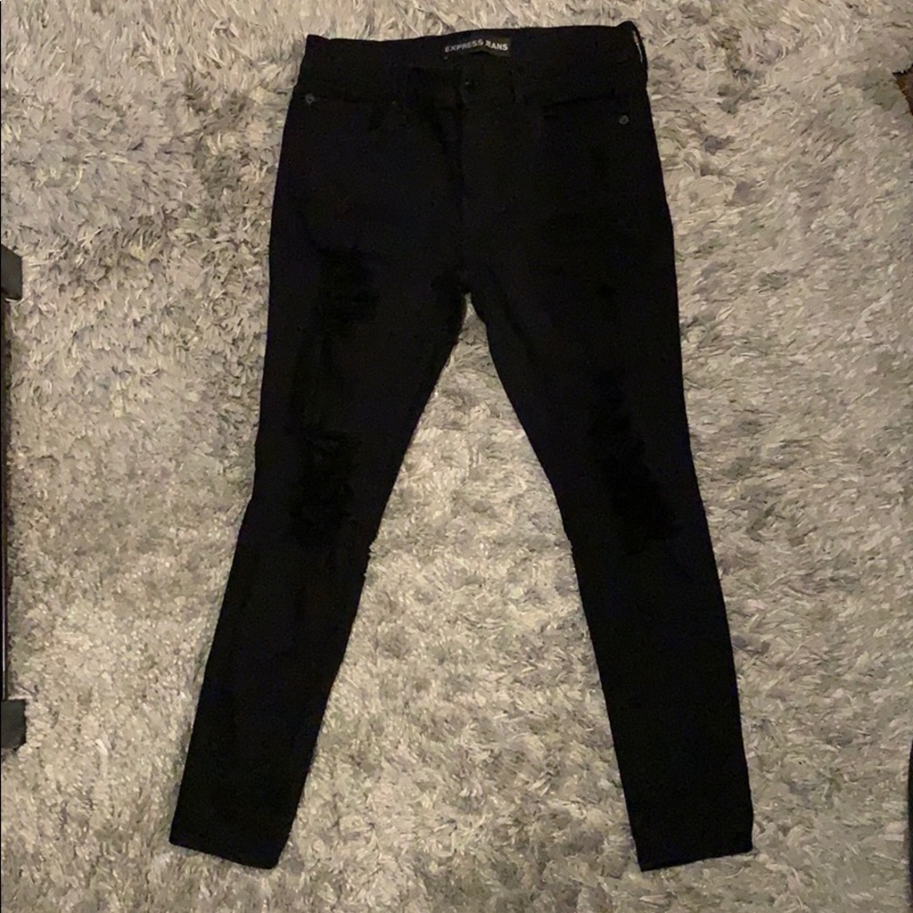 🔥sale🔥Express Black Stretch ripped Skinny Jeans